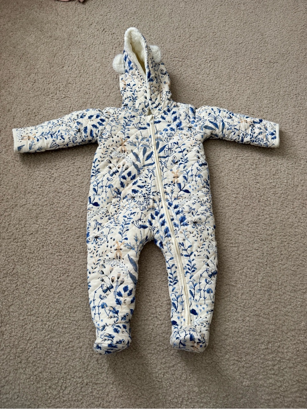 BNWOT Blue Floral Quilted Baby bunting
